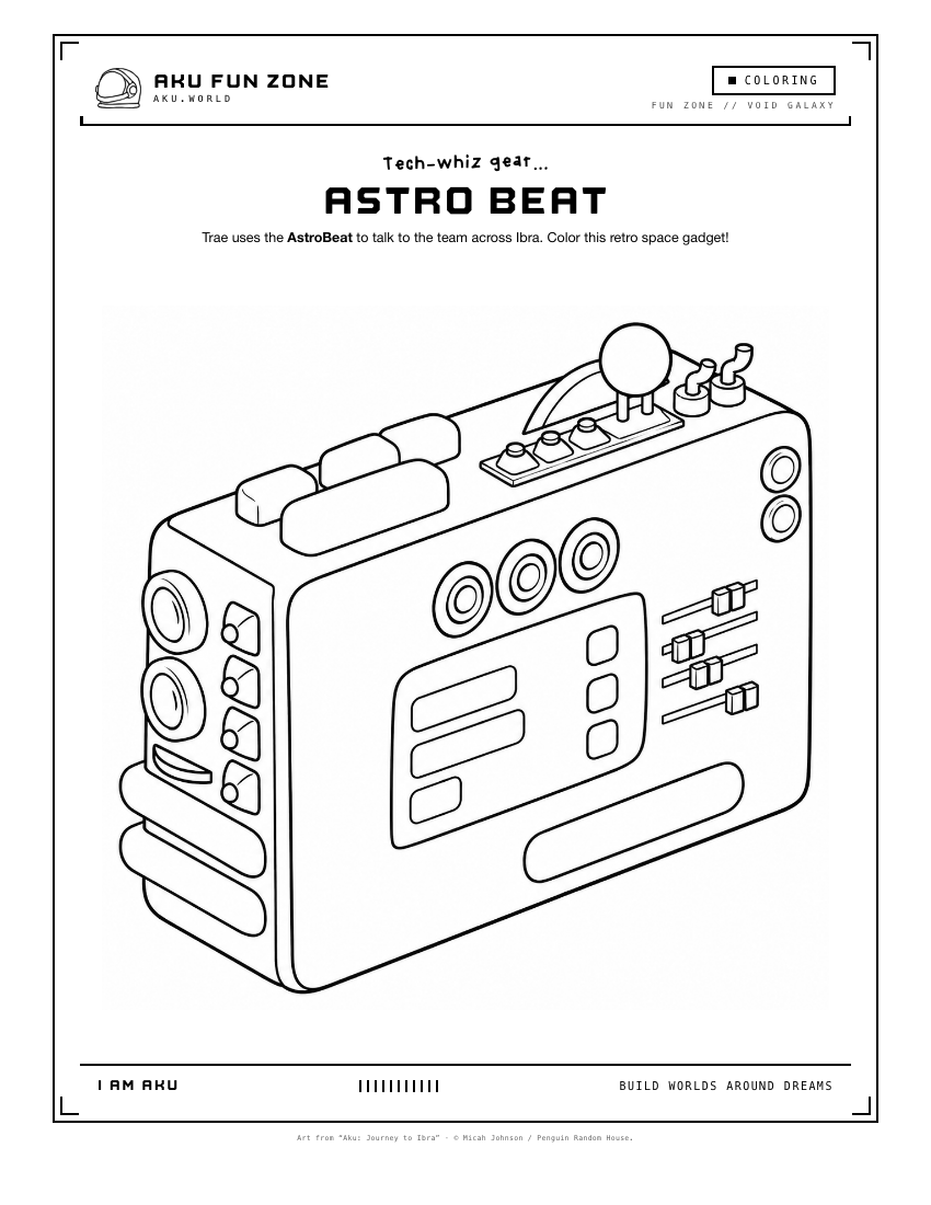 Astro Beat, coloring page printable sheet