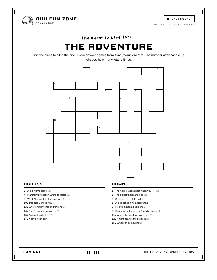 Crossword number 05 printable activity sheet