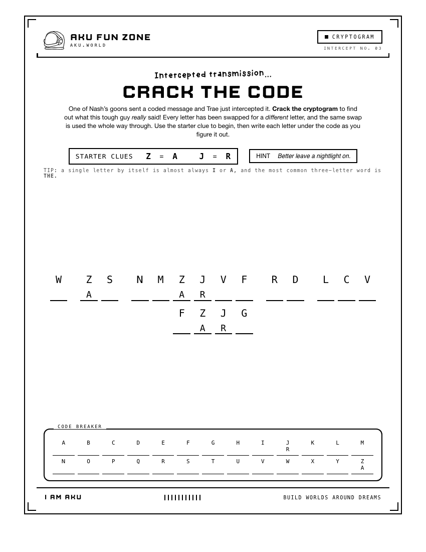 Decoder number 03 printable activity sheet