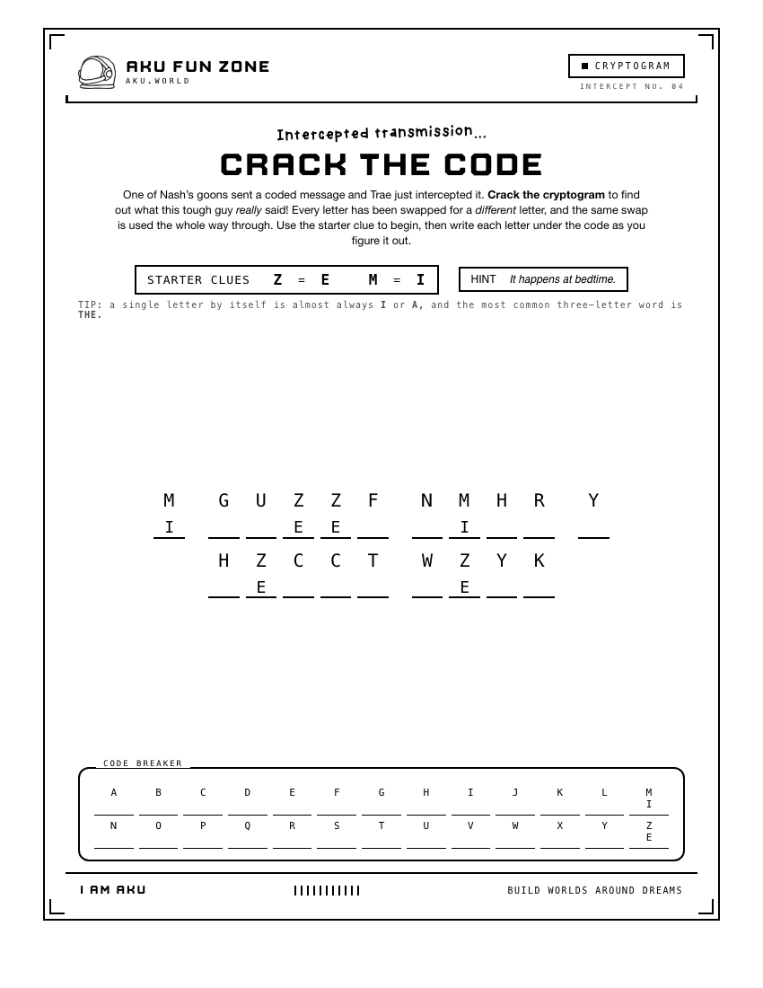 Decoder number 04 printable activity sheet