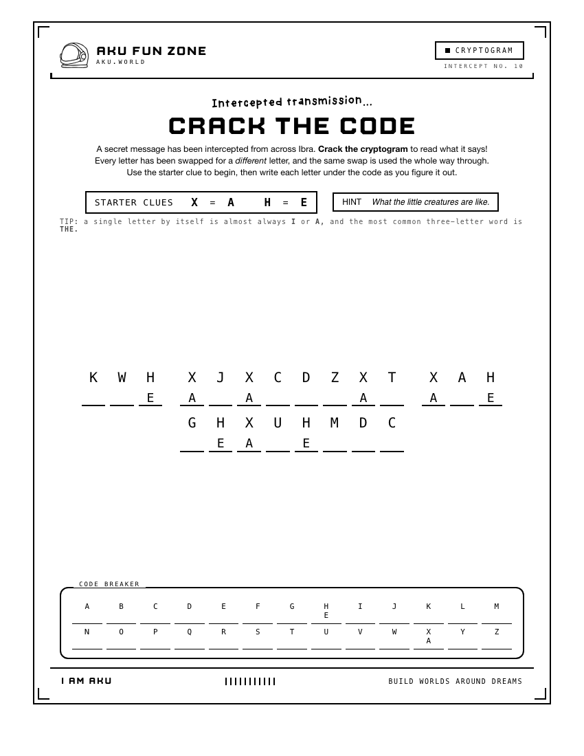 Decoder number 10 printable activity sheet