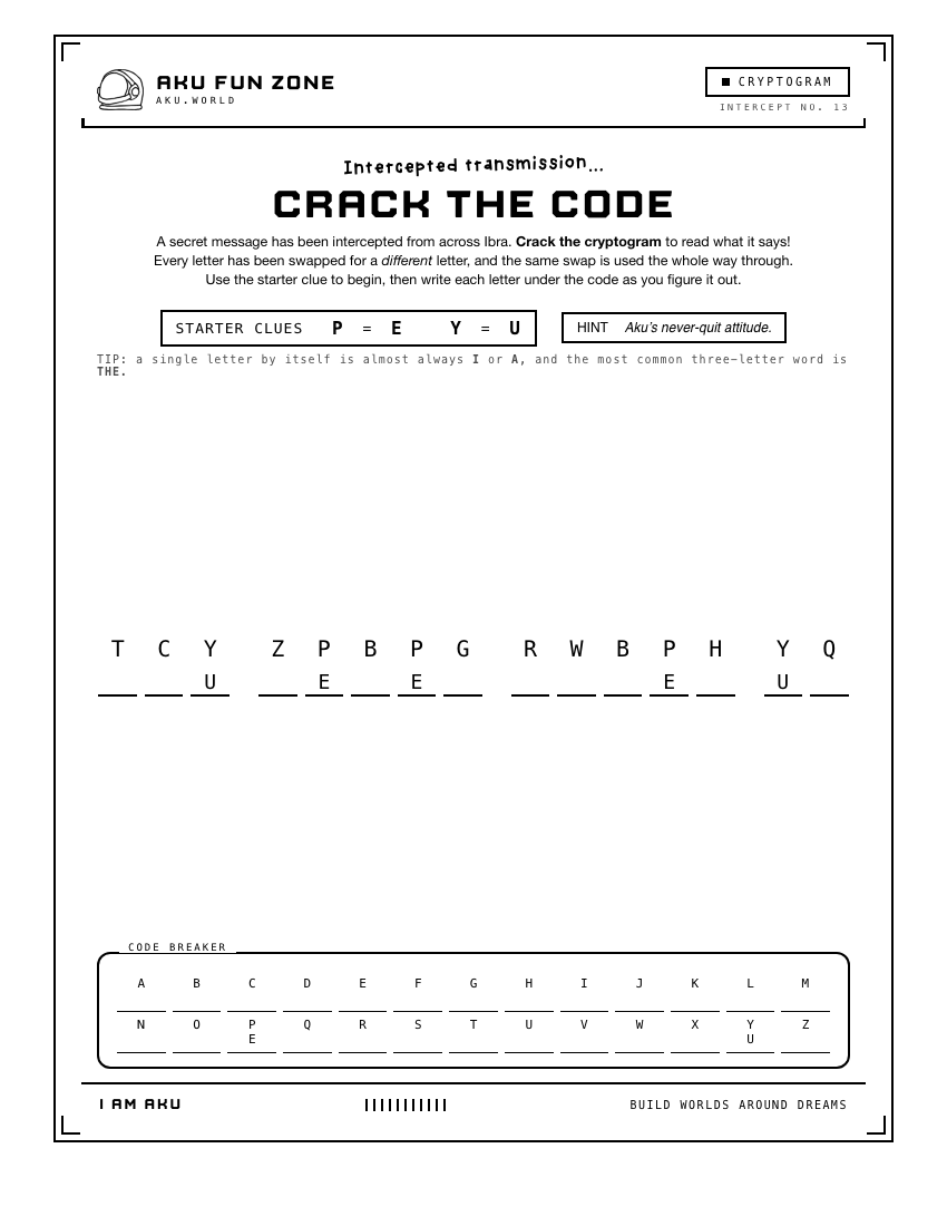 Decoder number 13 printable activity sheet
