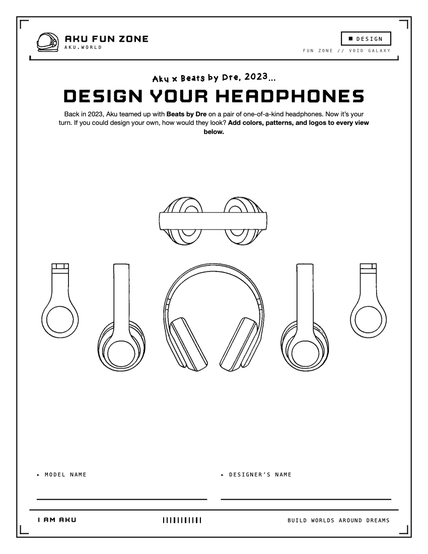 Design Your Headphones, design-your-own printable sheet