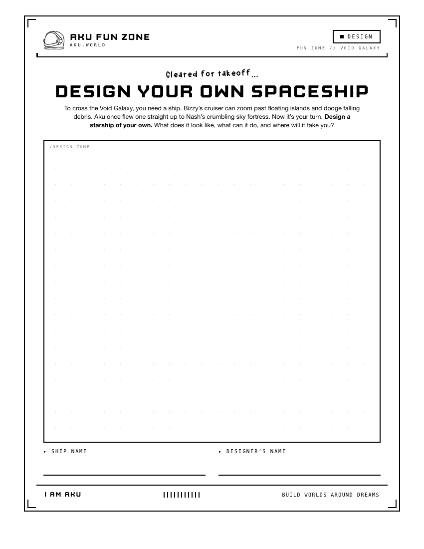 Design Your Spaceship, design-your-own printable sheet