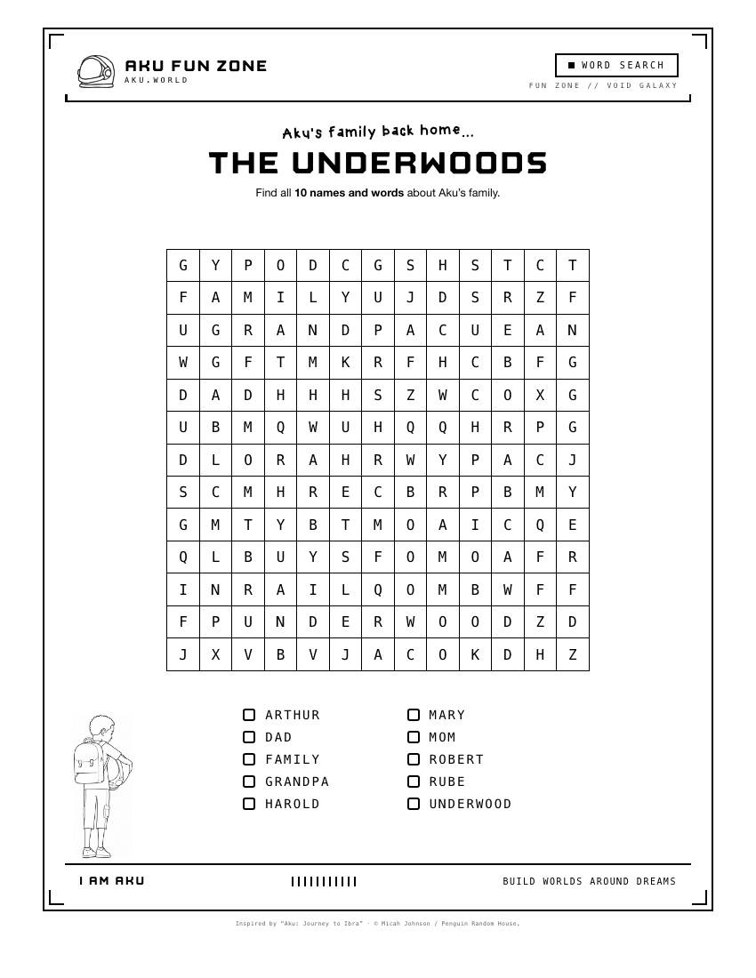 Family, word search printable sheet