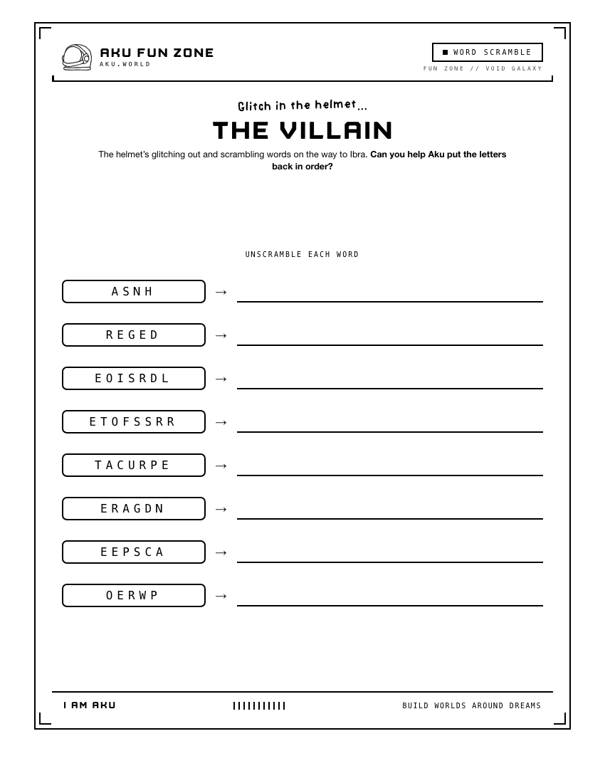 Scramble number 14 printable activity sheet